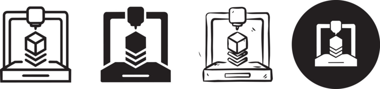 3d printer icon set additive manufacturing and rapid prototyping vector icons individual icon set, individual icon