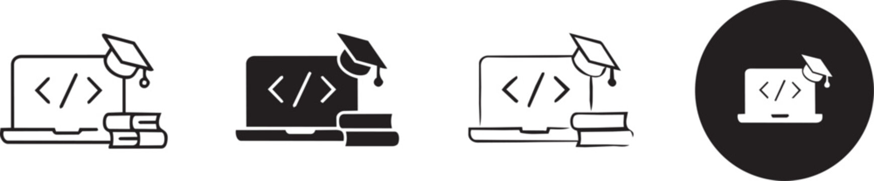 Set of coding education icons, computer programming learning symbols individual icon set, individual icon