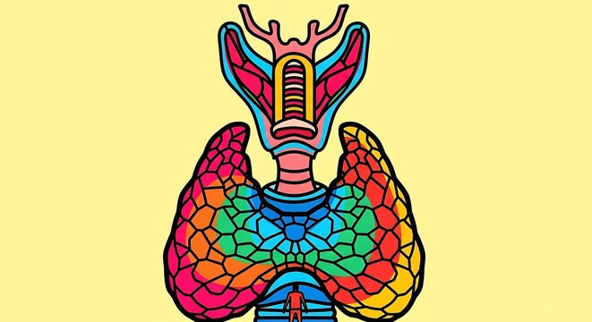 Abstract human lungs anatomy medical illustration with respiratory, healthcare