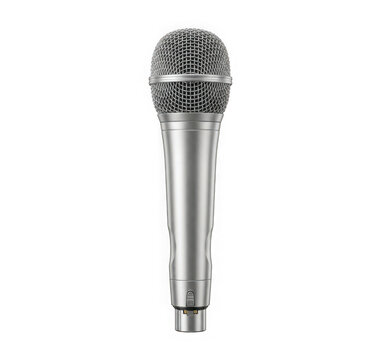 Professional silver microphone isolated on transparent background