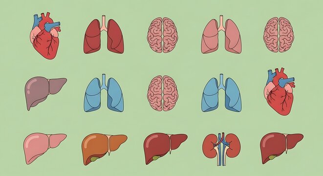 Collection of human organs anatomical icons set with internal, healthcare