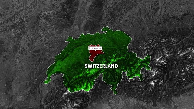 Animated map of Switzerland highlights the Lucerne region in motion