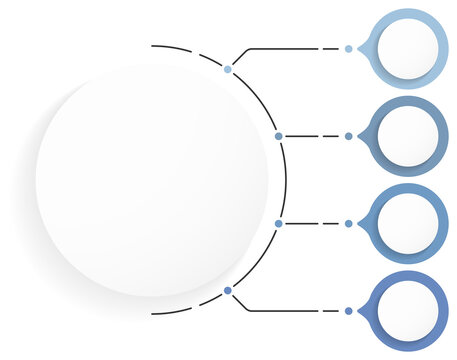 Infographic template with a central circle connected to four options