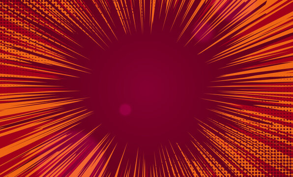 Red and orange comic book speed lines explosion background