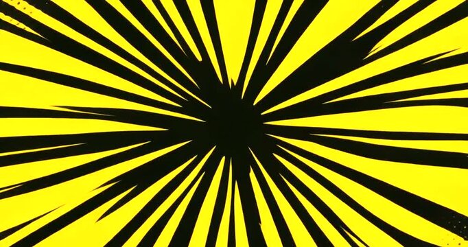 Vibrant Yellow and Black Comic Book Style Explosion Burst Background Animation.