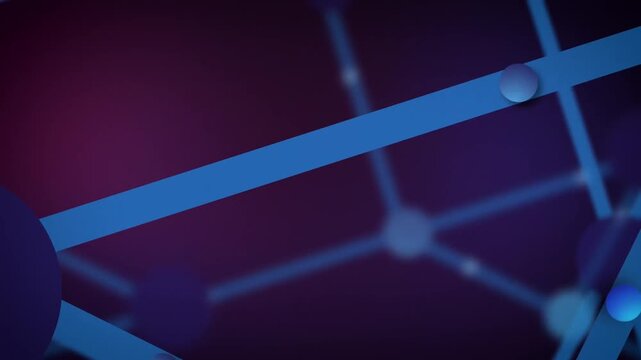 Abstract Blue Molecular Network Structure with Connecting Nodes and Data Lines 2D Animation