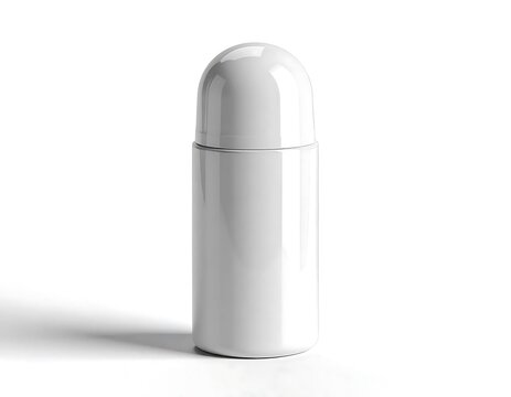 White plastic deodorant bottle isolated on white background.
