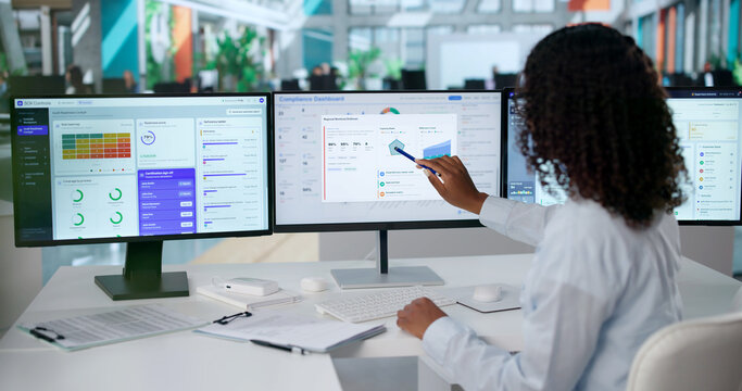 Young African American Woman Using Computer