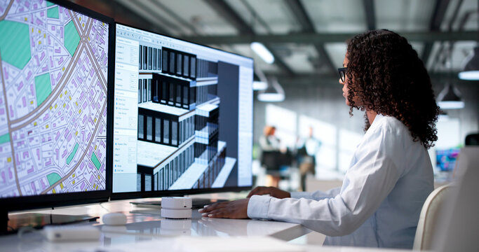 Young African Architect Uses 3D Software On Computer