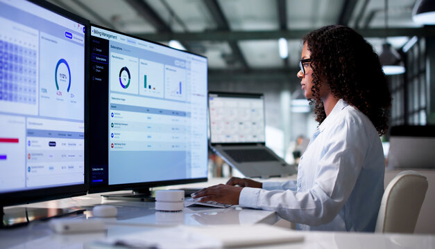 Young African American Woman Analyzes Subscription Billing Software