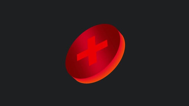 A glossy red three dimensional cross mark icon symbolizing error rejection failure cancellation warning or denial on a soft dark background texture