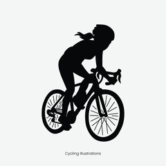 Fototapeta premium Woman Cycling Silhouette Isolated
