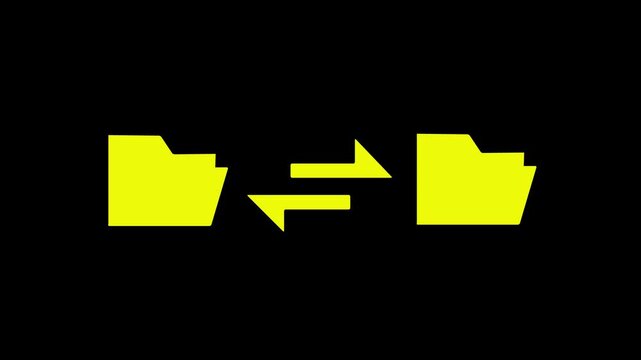 Folder Line icon animation showing bidirectional file synchronization between two folders. Perfect for data exchange themes 4k animation