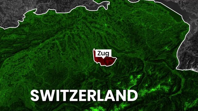 Switzerland detailed map highlighting zug region motion graphics video