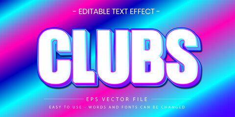 Fototapeta premium Vibrant Neon Clubs 3D Editable Text Effect Vector Design