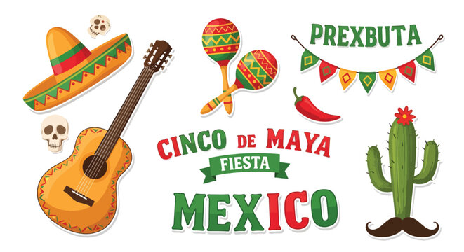 Traditional Mexican Cinco de Mayo celebration items.