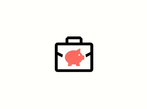 piggy bank an briefcase concept in white background