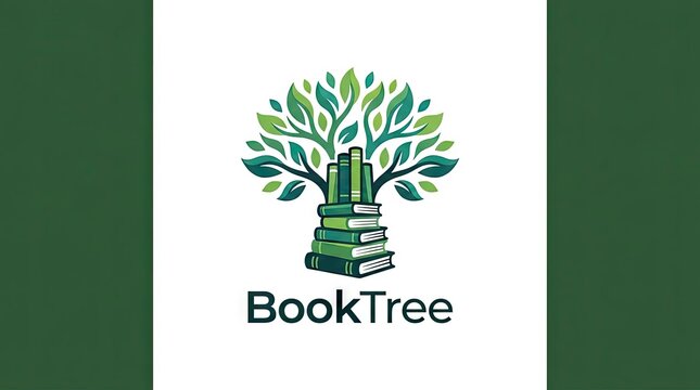 Educational tree logo featuring books as the trunk.