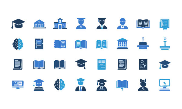 University School And Learning Icon Set.