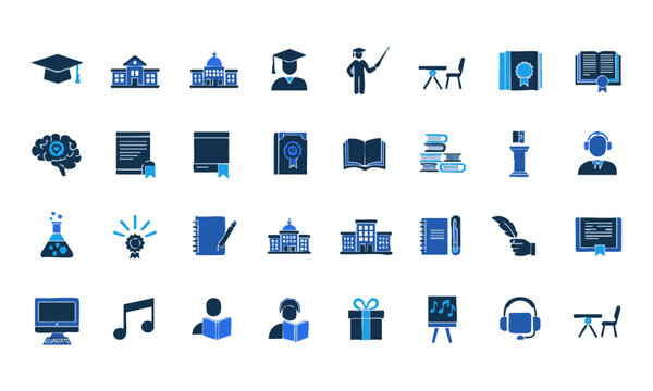 Modern Education And Study Icon Set.