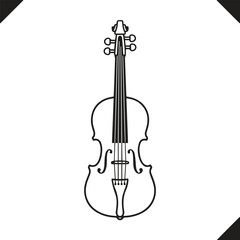 Fototapeta premium Violin musical instrument line art illustration with instrument, classical