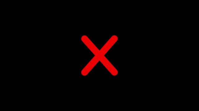 Red cross mark symbol animation appear and blink with alpha channel. Forbidden or ban sign video.