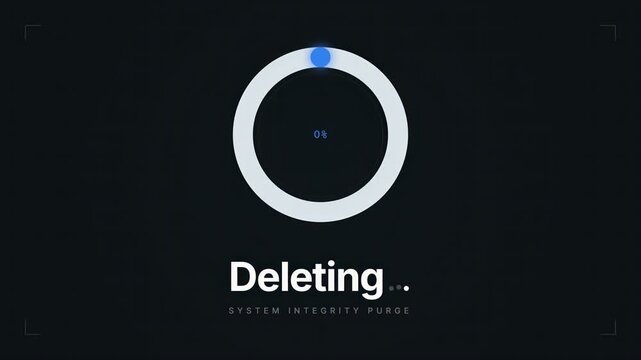 Digital Data Deleting Progress Bar with System Integrity Purge Message for Cybersecurity and Software Maintenance Themes