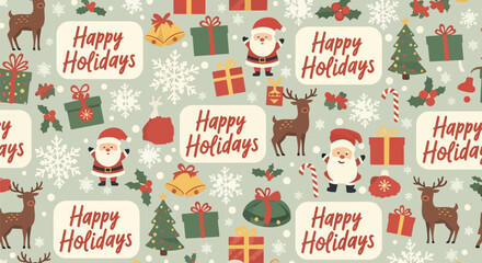 Christmas holiday greeting card with Santa and reindeer. © MASJAB