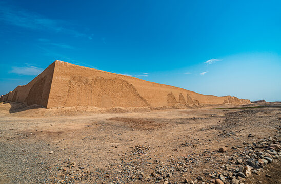 Ancient Adobe Wall of Chan Chan Archaeological Zone Peru