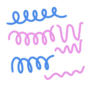 Hand Drawn Blue and Pink Squiggle Doodle Set