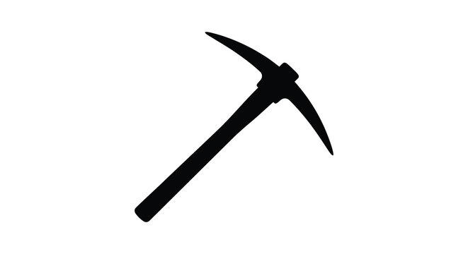 Pickaxe tool in black silhouette against a white background silhouette