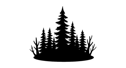 Fototapeta premium Black silhouette of pine trees group.