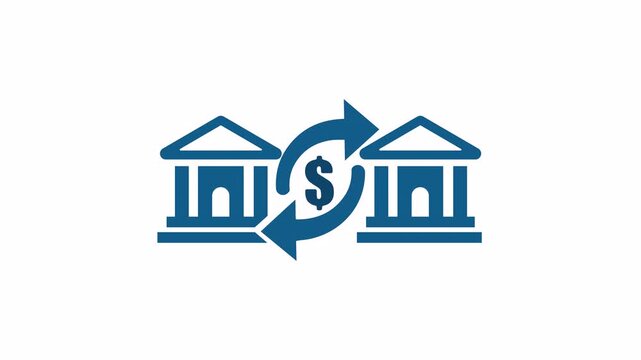 Bank to bank transfer icon representing financial exchange online banking transaction money sending and wire payment vector concept