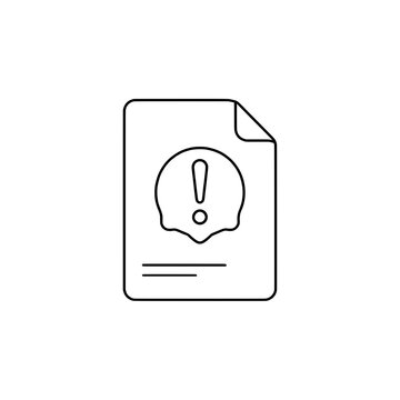 Minimalist document alert icon, file with exclamation mark vector, system error report graphic