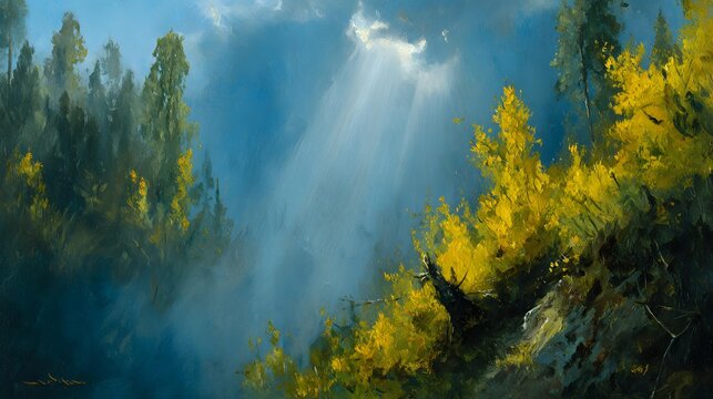 with glowing vines and ethereal fog illuminated by soft magical lighting