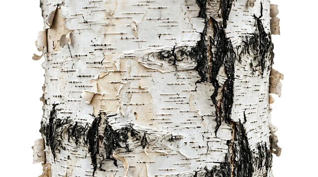 Close up view of white birch tree bark texture with black horizontal patterns