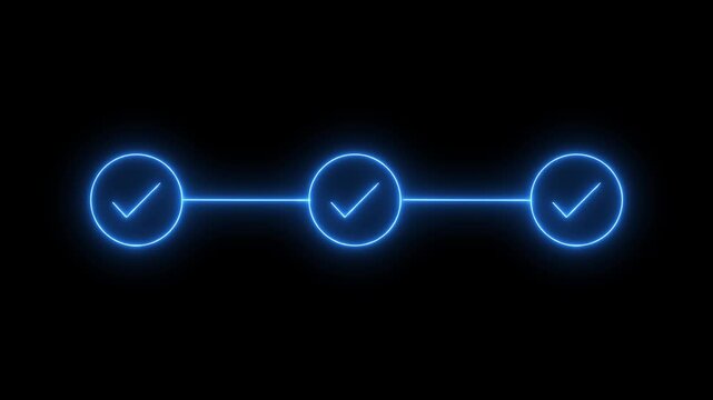 Check mark symbol arrow icon animation isolated background .animated 3 step info-graphic process with green check mark. animation video.