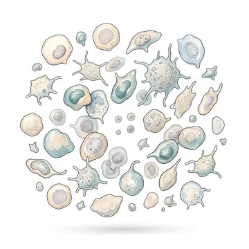 Human Platelets Structure with Thrombocyte Cell Fragments Isolated on White Background