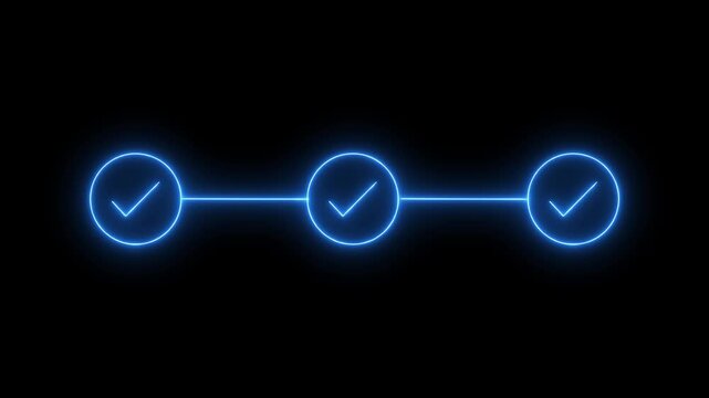 Check mark symbol arrow icon animation isolated background .animated 3 step info-graphic process with green check mark. animation video.