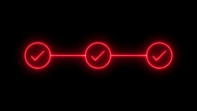 Check mark symbol arrow icon animation isolated background .animated 3 step info-graphic process with green check mark. animation video.