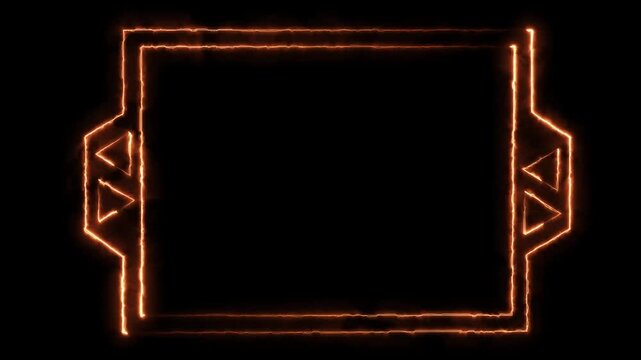 Neon glowing pink glowing HUD frame with animated geometric border and digital interface video