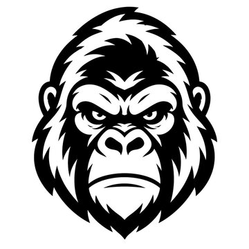 Bold Black and White Gorilla Head Vector Logo