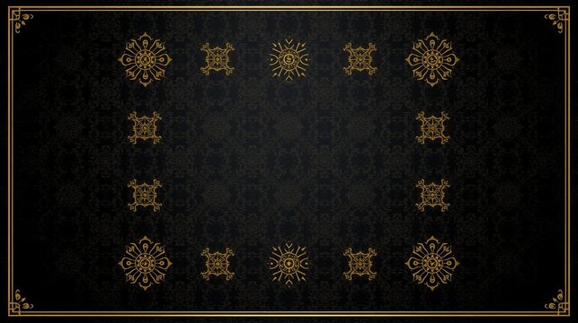 Elegant gold intricate patterns on dark textured devotional background with evoking sense reverence