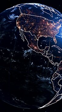 Cinematic 3D Digital Globe Animation Highlighting Haiti and Caribbean Islands Vertical