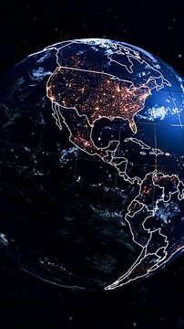 3D Satellite Globe Perspective Highlighting Puerto Rico and Caribbean Boundaries Vertical