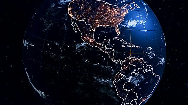 3D Satellite Globe Perspective Highlighting Puerto Rico and Caribbean Boundaries Widescreen