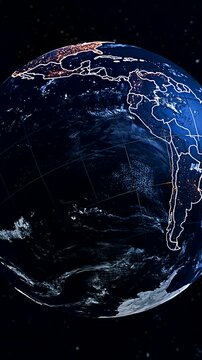 Striking 3D Satellite Globe Perspective Highlighting Argentina and South America Boundaries Vertical