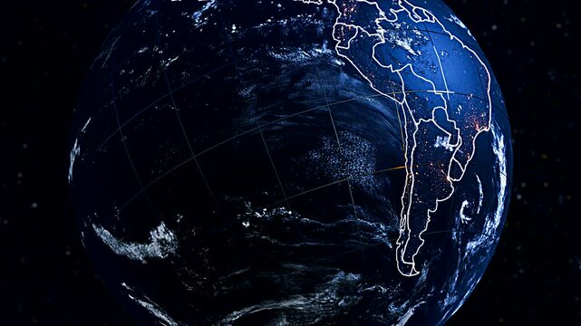Striking 3D Satellite Globe Perspective Highlighting Argentina and South America Boundaries Widescreen