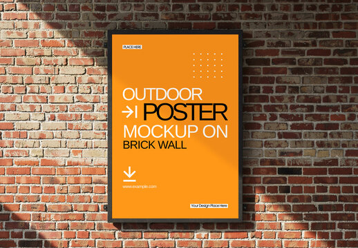 Outdoor Poster Mockup on Brick Wall