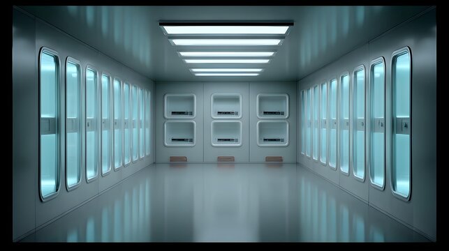 facility in space with glowing modules and connecting corridors